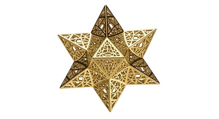 Fototapeta premium Golden Star of David Ornament on White.
