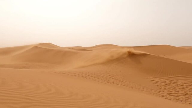 Desert expansion landscape with blowing dust