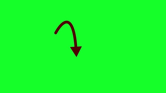 Clean Black Arrow Direction Animation Isolated on Green Screen in 4K Resolution for Clear Navigation and Visual Guidance