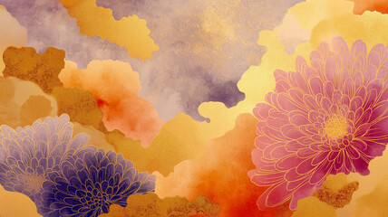 繊細な対比が美しい高級和柄パターン、金彩のような華やかさを持ちつつ、上品で落ち着いた印象を与える和風素材。