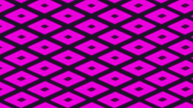 Vibrant pink and black geometric patterns.