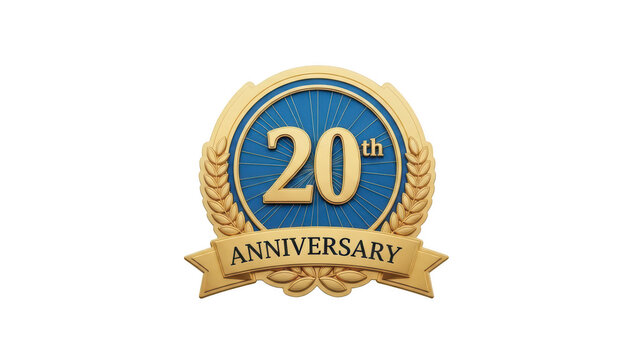 Celebrating 20th anniversary isolated on transparent background