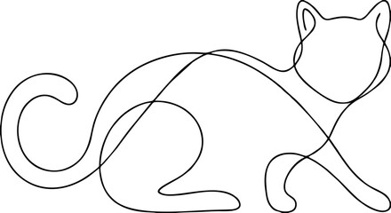 Minimalist Cat One Line Continuous Drawing Abstract Vector Illustration © zee