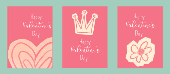 Naklejka premium Valentines Day posters templates for greeting card, invitation. Trendy vector illustration