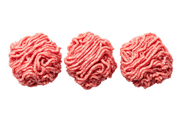 Ground Meat Portions on White Background