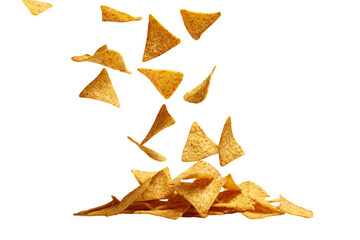 Fototapeta premium Falling Tortilla Chips on White Background