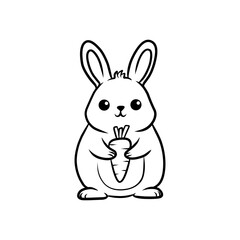 Obraz premium Cute Cartoon Rabbit Holding a Carrot
