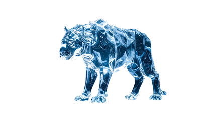 Obraz premium Blue Tiger Illustration with Sharp Claws.