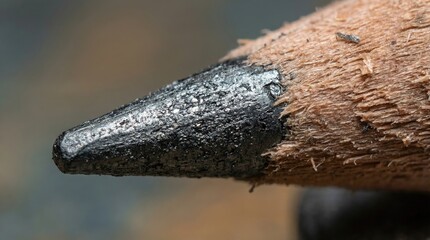 Close-up of black beetle on wooden branch, natural texture, detailed macro shot