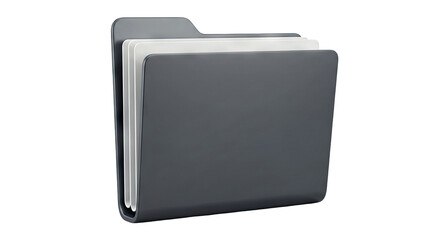 Minimalist 3D Render of a Dark Gray File Folder with White Pages