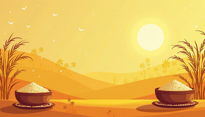 Abstract Pongal Festival Background Flat Vector Illustration
