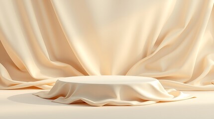Luxury Fabric Podium with Flowing Cloth for Fashion and Beauty Product Display