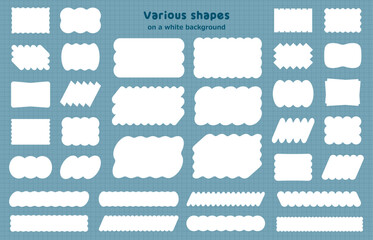 Obraz na płótnie Canvas 色々な形のポップでかわいい白背景シェイプまとめ