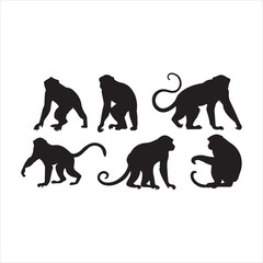 set of a monkey silhouette vector illustration © ANIK