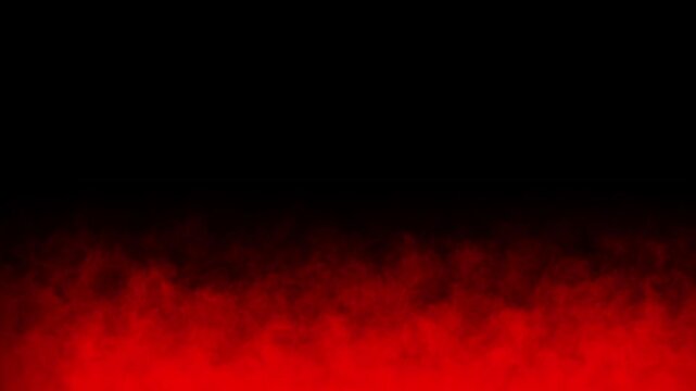 red smoke fog floating on black background, loopable, 4k, alpha channel, overlay. Moving red smoke on black background.