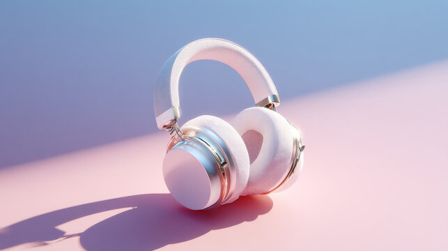 Modern wireless headphones with soft padding on pastel background, minimal and stylish design