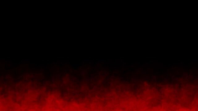 red smoke fog floating on black background, loopable, 4k, alpha channel, overlay. Moving red smoke on black background.