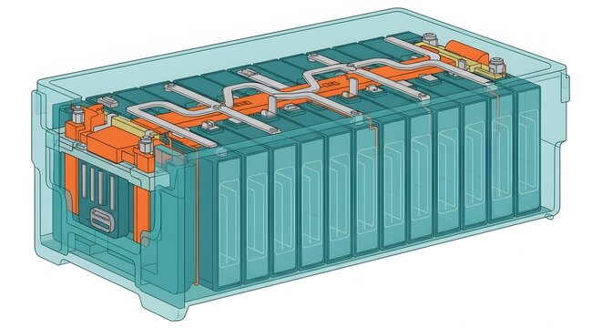Electric Vehicle Battery Pack Cutaway