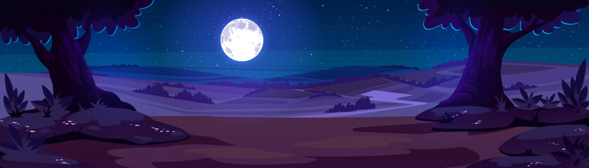 Cartoon nature night time landscape background