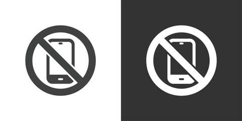 No Mobile Phones icon set. Solid glyph series icons