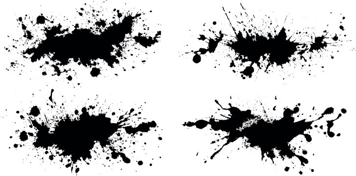 black ink splat ink drop brush stroke set or silhouette of black ink drop brush stroke collection with black ink drops.