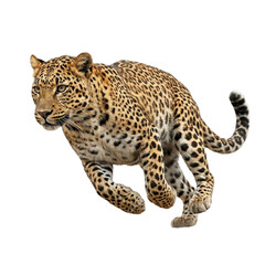 Obraz premium Leopard running on transparent background.