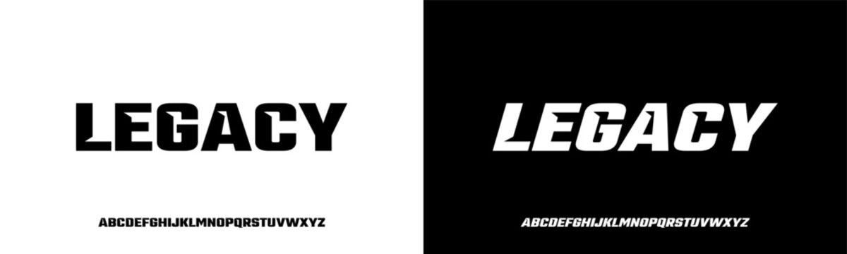 LEGACY FONT, Sport Modern Italic Alphabet Font. Typography urban style fonts for technology, digital, movie logo design. vector illustration