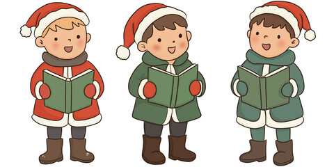 happy kids with christmas hats