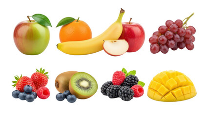 Fototapeta premium Assorted fresh fruits collage showing vibrant colorful variety.