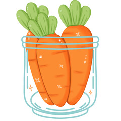 illustration of cute carrots in a jar