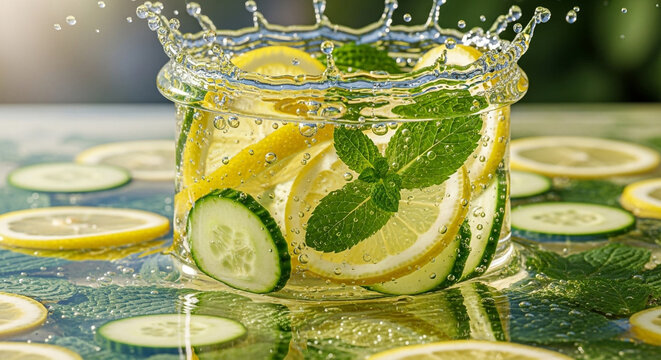 Refreshing Lemon Cucumber Mint Water Splash
