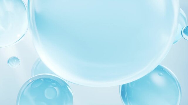 Abstract background with blue water bubbles floating and shimmering with light and reflections