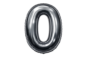 Silver metallic foil balloon number 0 transparent background