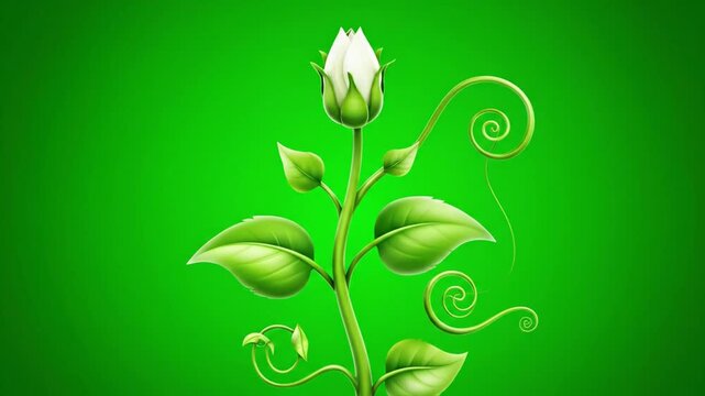 Animated plant sprout on green backdrop growth concept and development