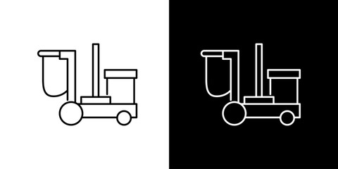 Cleaning cart with mop and bucket icon on white and black background - versatile illustration © Tifany