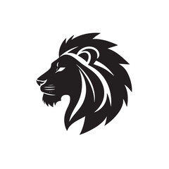Obraz premium Black silhouette of a lions head with a majestic mane