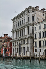 Naklejka premium Majestic white marble facade of Ca' Pesaro on the Grand Canal in Venice