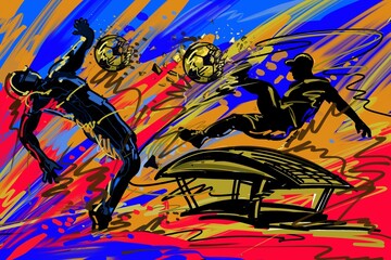 Abstract​ Background​ ​ Power Collision Abstract Teqball Action​ and​  brush​ ​strokes​ ​style​