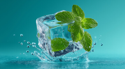 Fresh Mint with Ice Concept