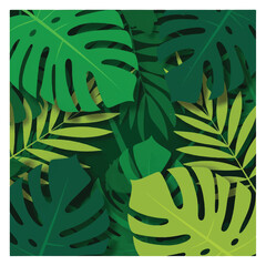 Tropical Leaves Pattern Green Foliage. © alfi rudi kurniawan