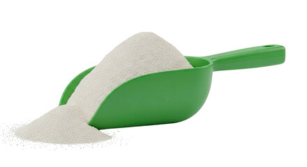Green Scoop Filled with Light Beige Granules