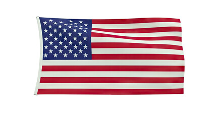 Waving American Flag on White Background