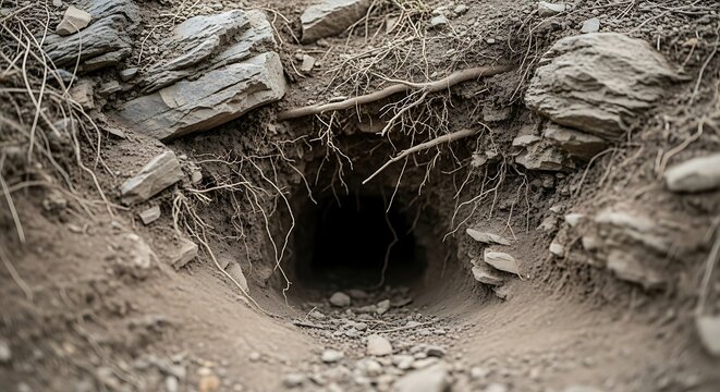 Groundhog day celebration on minimalist background with burrow entrance