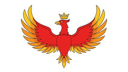 Fototapeta premium Mythical Phoenix Bird with Golden Crown - Vector Graphic