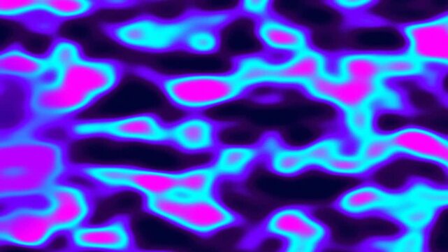 Abstract glowing fluid pattern with vibrant blue and magenta amorphous shapes on a dark background, resembling a thermal map or psychedelic art.