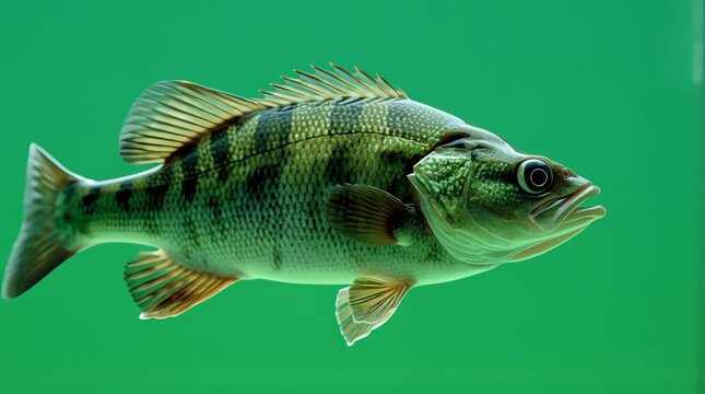 Striking Yellow Perch Portrait - A Vibrant Underwater Scene.