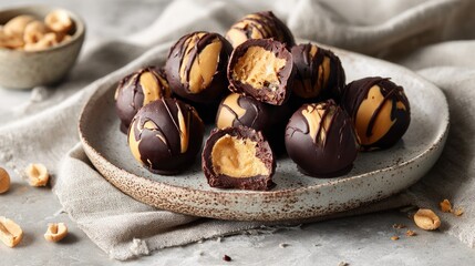 Fototapeta premium Chocolate peanut butter balls dessert