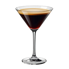 Elegant espresso martini in glass, isolated on transparent background