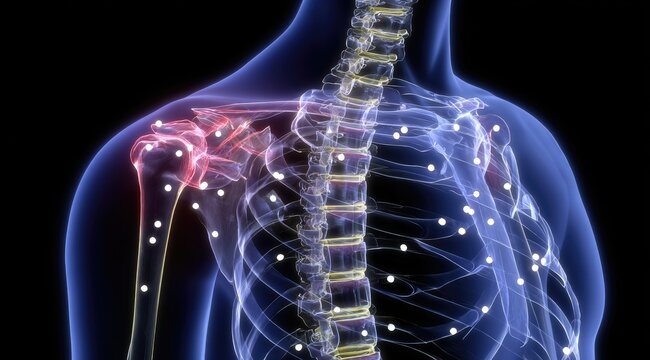 Human Anatomy Skeleton and Joints Medical Illustration.