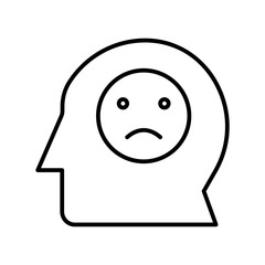 Obraz premium Sad face thinking bubble vector illustration flat design